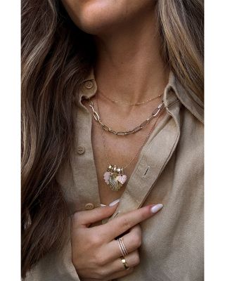 Pav&eacute; & Jade Heart Charm Necklace, 19-22"