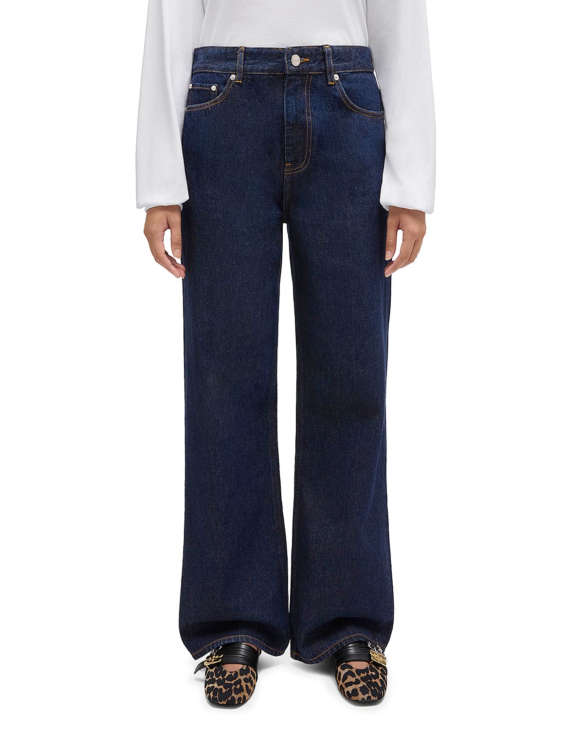 Ganni Essentials High Rise Straight Wide Jeans