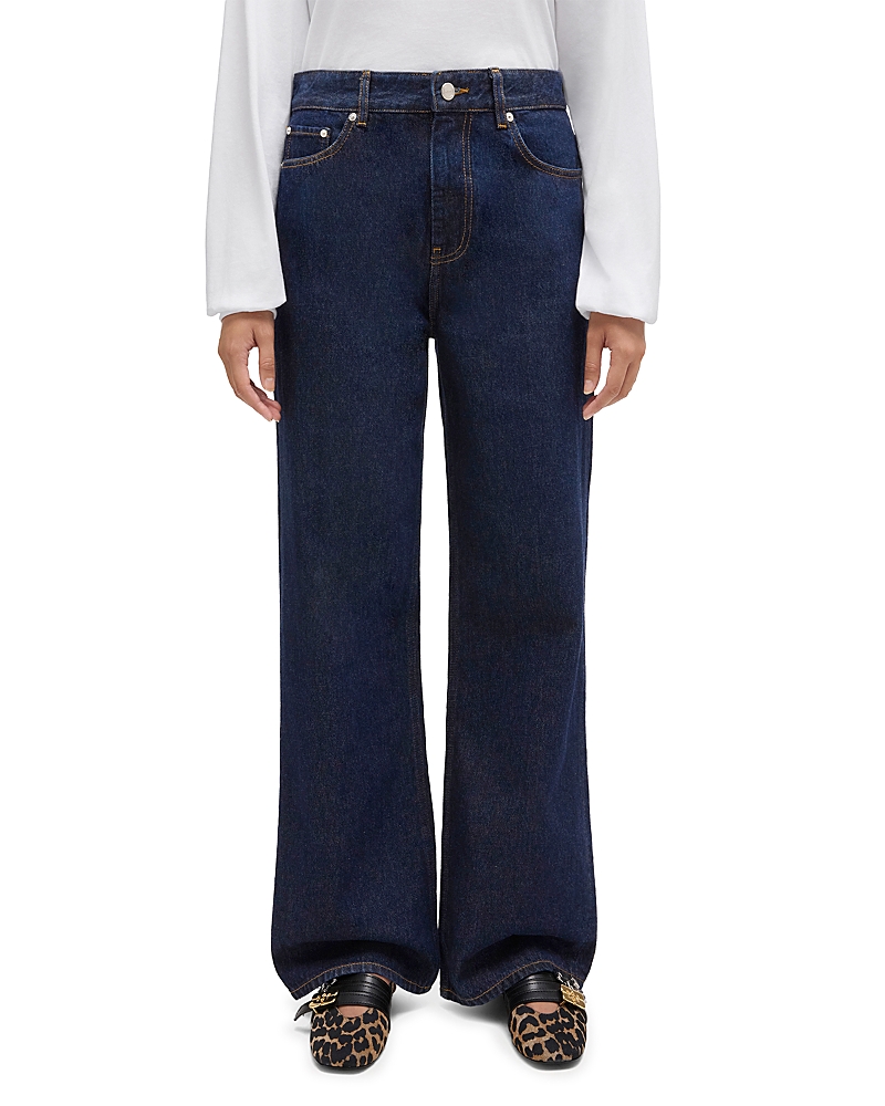 Ganni Essentials High Rise Straight Wide Jeans in Rinse