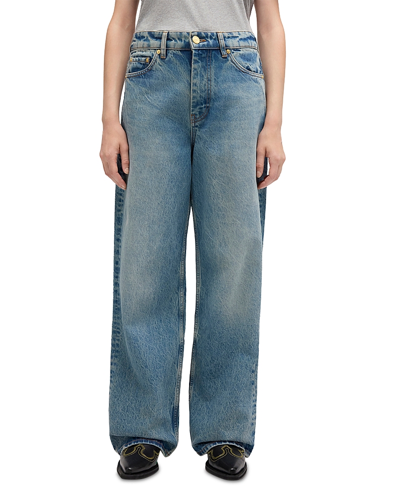 Ganni Essentials Tint Rigid Mid Rise Boyfriend Jeans in Mid Blue Vintage