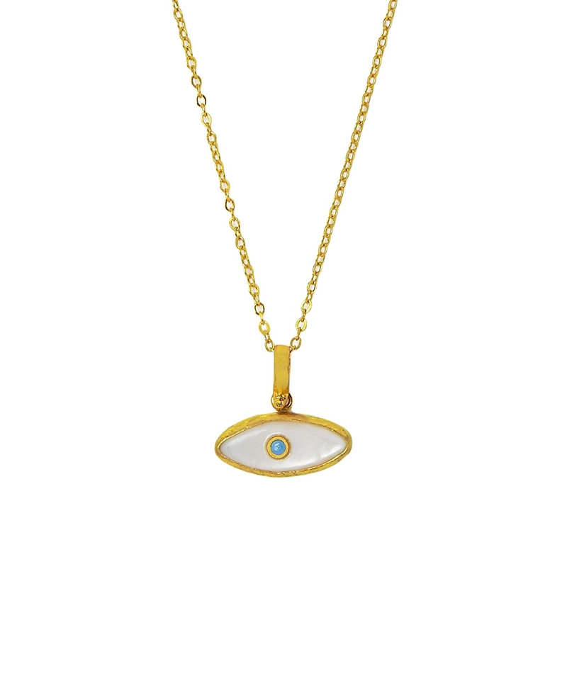 Ottoman Hands Aretha Mother Of Pearl Eye Pendant Necklace In Gold
