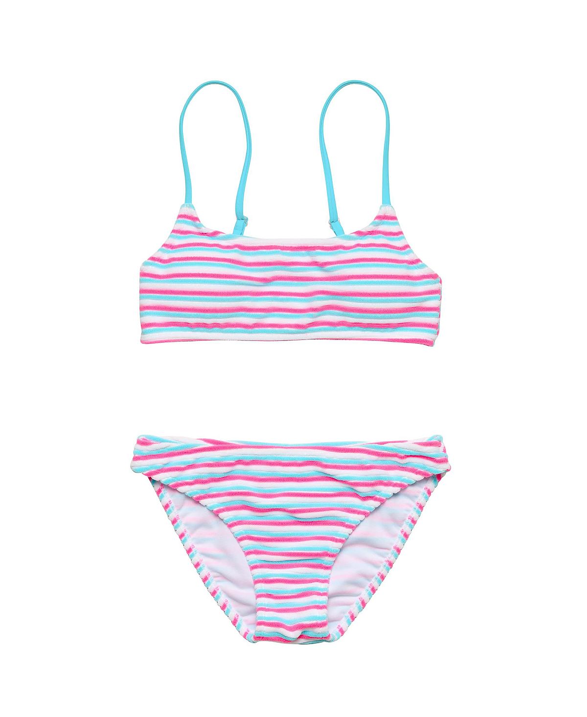 Snapper Rock Girls' Sorbet Stripe Teen Crop Bikini - Big Kid