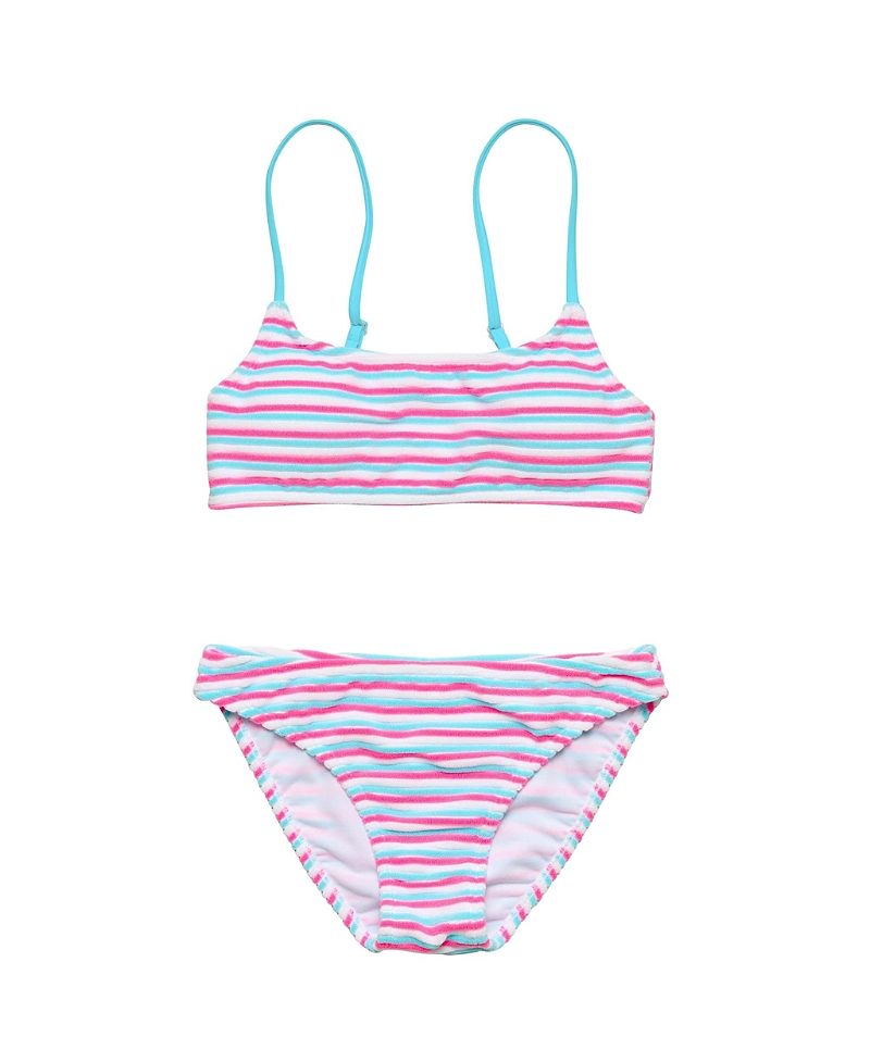 Snapper Rock Girls' Sorbet Stripe Teen Crop Bikini - Big Kid