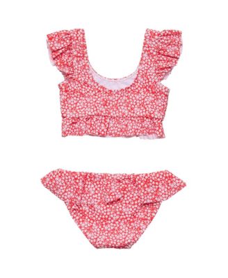 Girls' Ditsy Bloom Frilled Crop Bikini - Big Kid