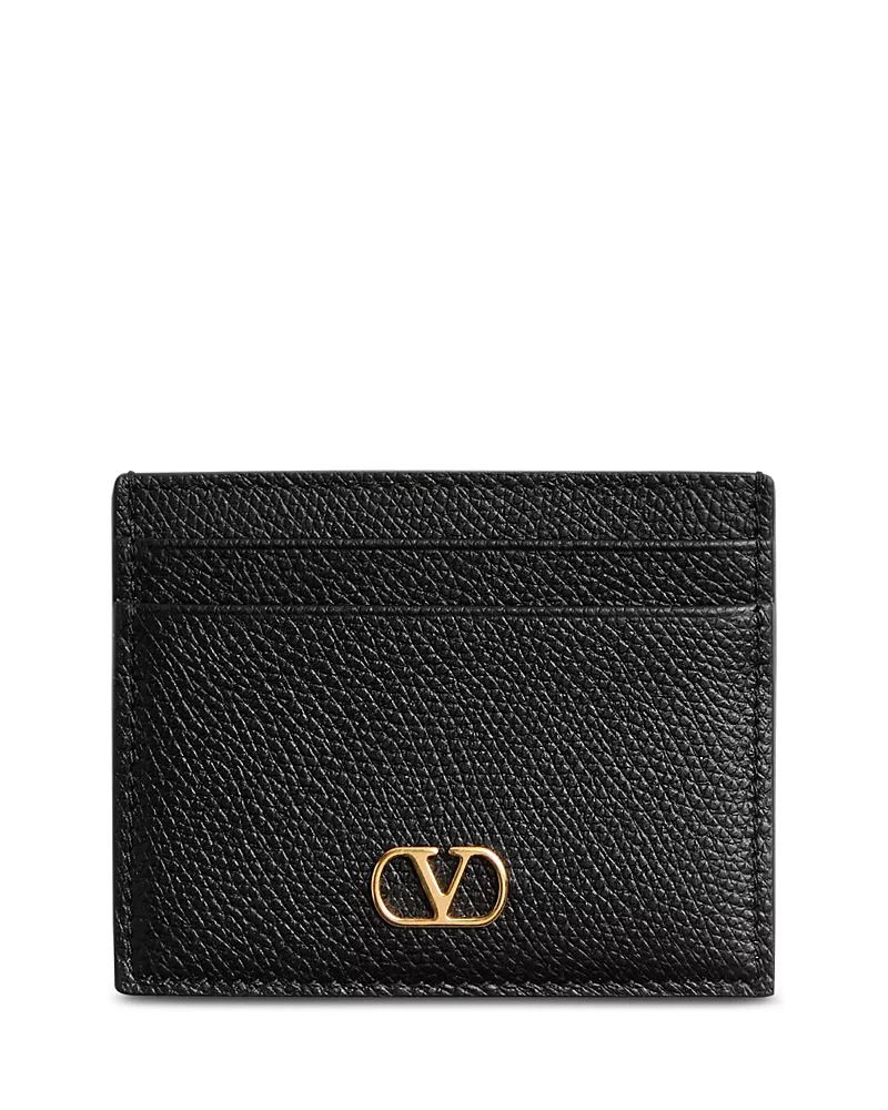 Valentino Garavani VLogo Signature Grainy Leather Card Holder
