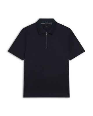 Zorin Herringbone Short Sleeve Zip Polo Shirt