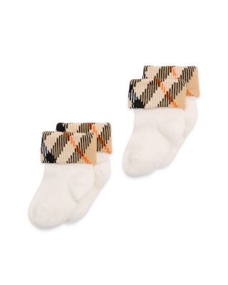 Unisex Check Turn Back Socks Set, Pack of 2 - Baby