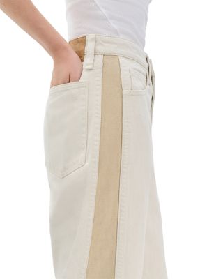 Logan High Rise Spliced Wide Leg Jeans in Twostone