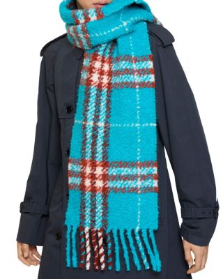  Check Alpaca Wool Blend Boucle Scarf