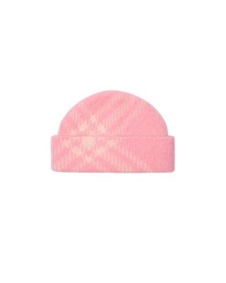 Check Mohair Wool Blend Beanie