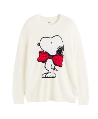  Women's Wool Cashmere Bow Tie Snoopy Sweater