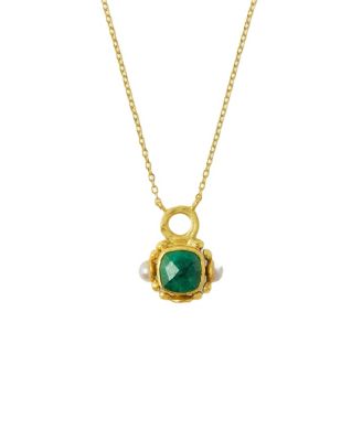 Esther Emerald And Pearl Pendant Necklace