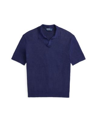 Textured Stretch Linen Blend Polo