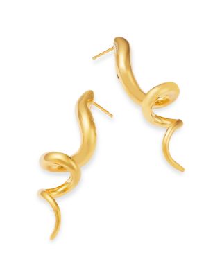 18K Yellow Gold Designer Gold Spiral Drop Earrings