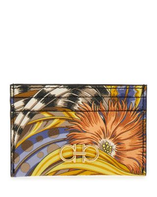 Gancini Foulard Leather Card Holder