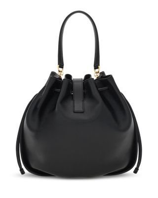 Hug Buckle Leather Bucket Bag