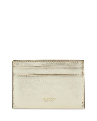 Gancini Metallic Leather Card Holder