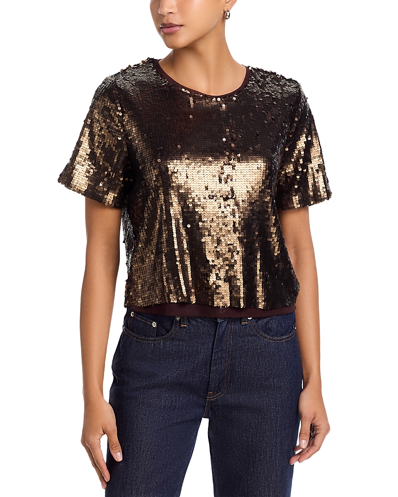 Rag & Bone Lucy Sequin Tee In Brown
