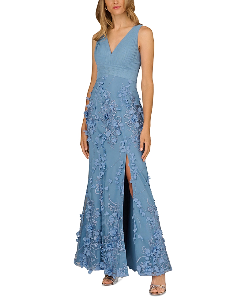 Aidan Mattox Floral Applique Mermaid Gown - Exclusive