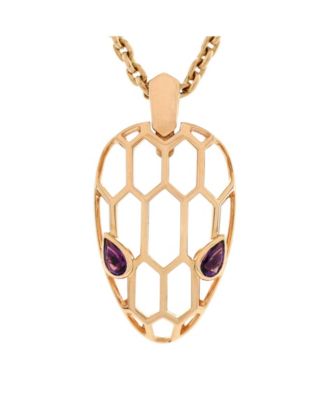  Serpenti Seduttori Pendant Necklace 18K Rose Gold with Amethyst, 16.5 - 17.75"