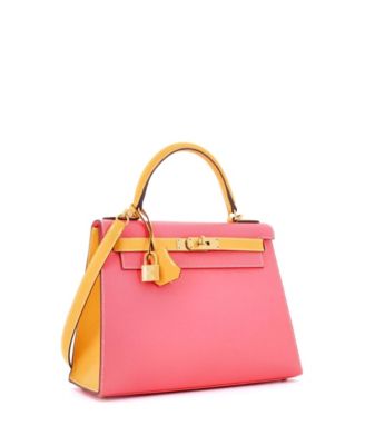 Kelly 28 Handbag Bicolor Epsom with Brushed Gold Hardware