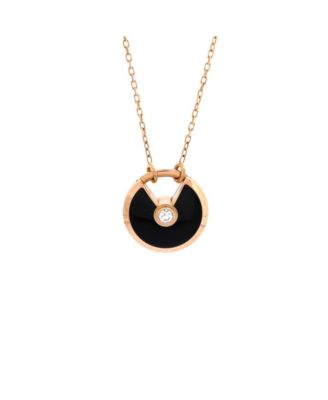  Small Amulette de Cartier Pendant Necklace 18K Rose Gold with Onyx and Diamond, 23.5"