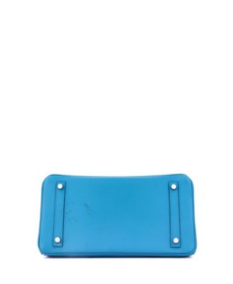 Birkin 30 Handbag Blue Epsom with Palladium Hardware