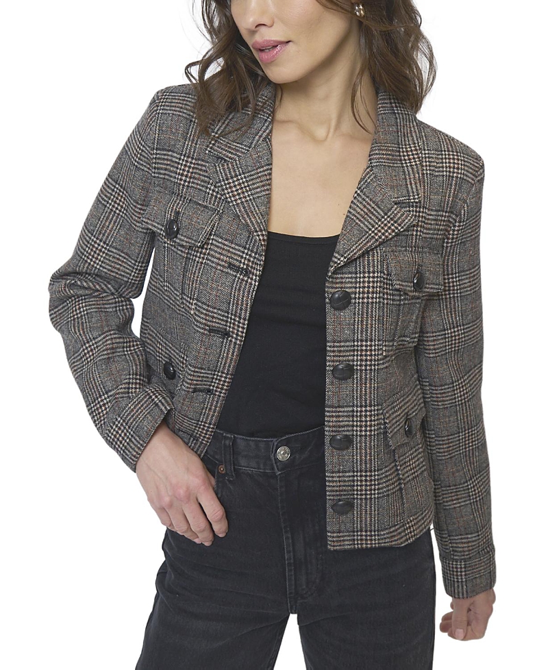 Central Park West Women's Eden Plaid Double Pocket Jacket In Gray