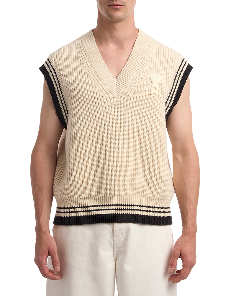 Ami V-Neck Stripe Sleeveless Sweater