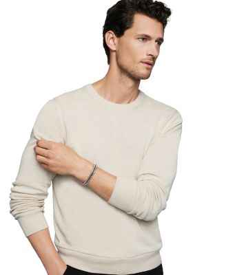 Men's Woven Box Chain Bracelet in Sterling Silver with Nylon, 12mm