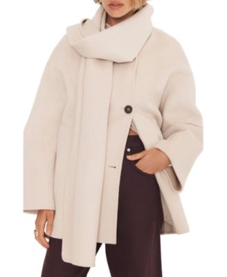 Women's Wool Blend Hand Finished Scarf Coat