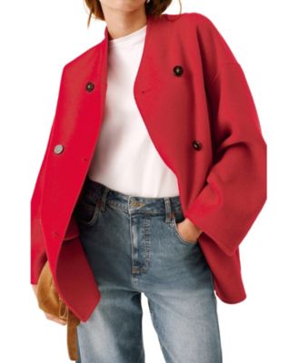 Women's Wool Blend Hand Finished Scarf Coat