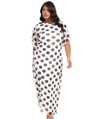 Large Polka Dot Ruched Side Maxi Dress