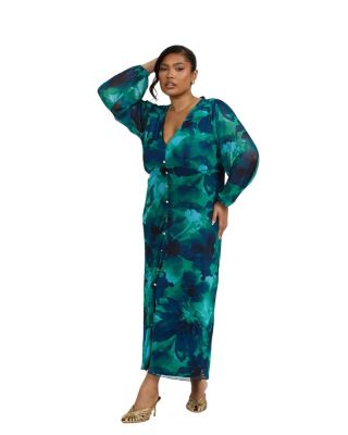 Button Up Plisse Midi Dress