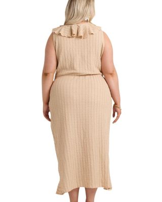 Ruffle Wrap Sleeveless Midi Dress