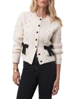 Women's Bow Detail Wool Blend Cardigan