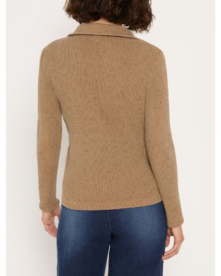 Rib Long Sleeve Polo Top