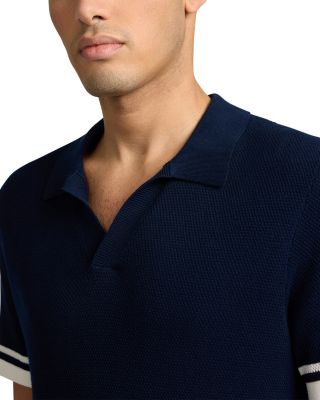 Cotton Textured Johnny Collar Polo