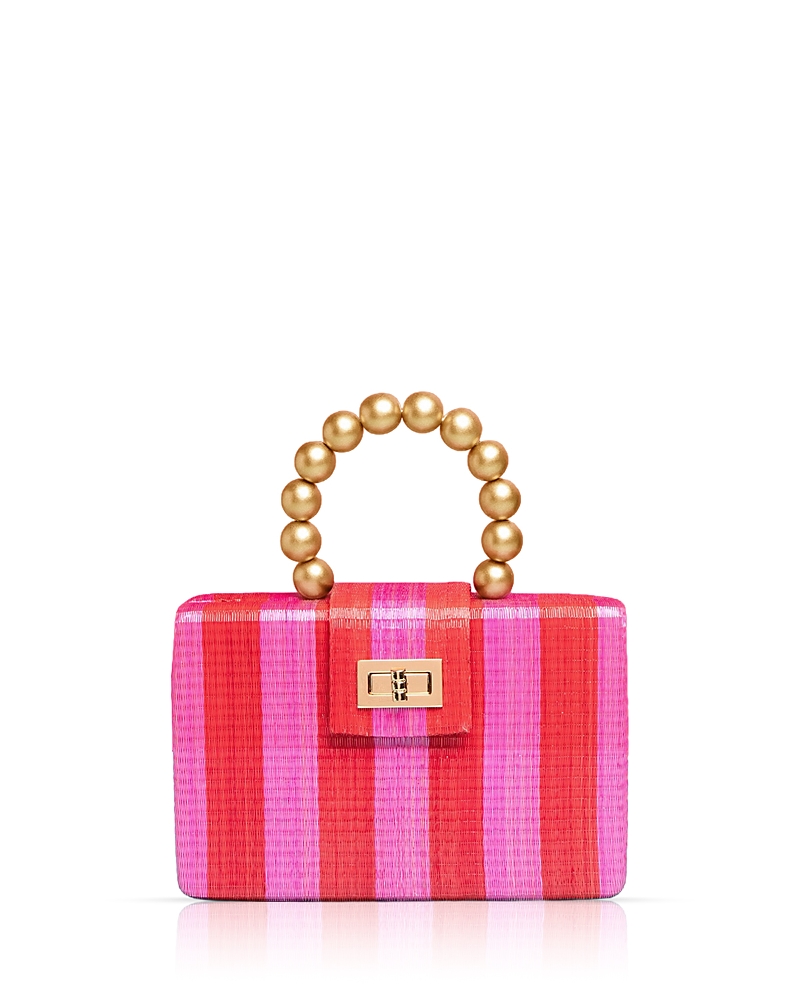Soli & Sun The Louisa Woven Straw Clutch Bag In Pink