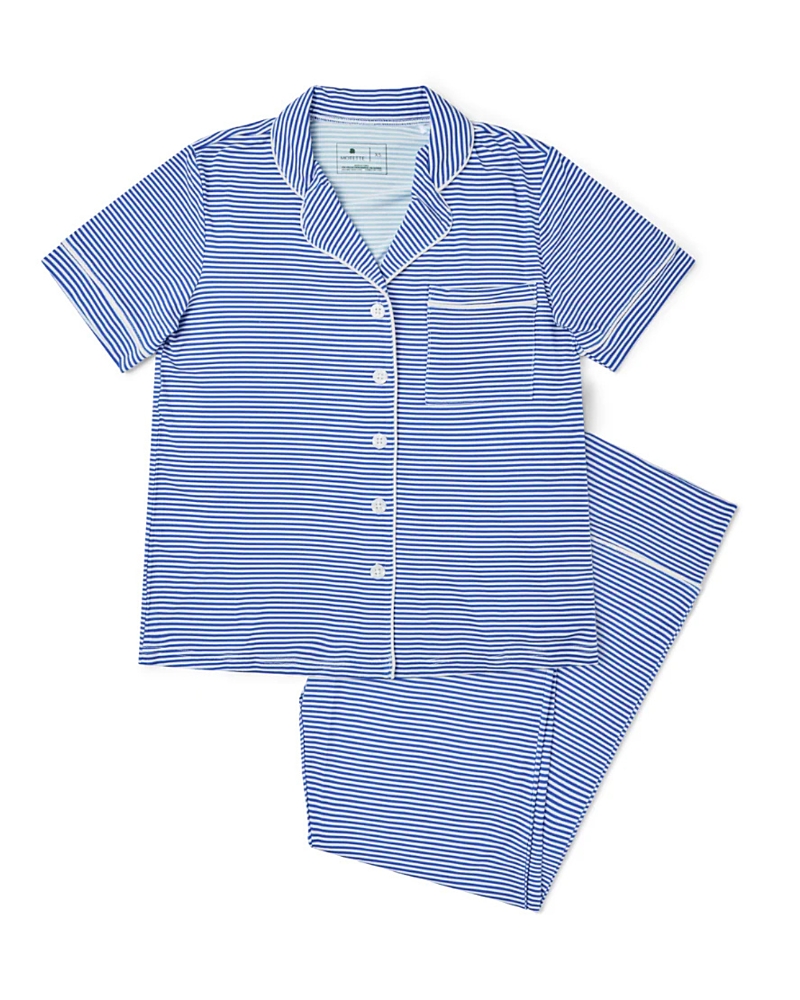 Motette Cobalt Stripe Bamboo Pajama Set