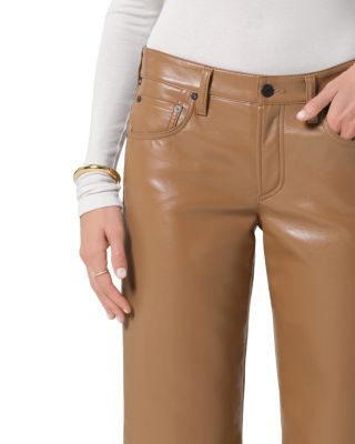 Faye Leather Vintage Straight Jeans in Pale Toffee