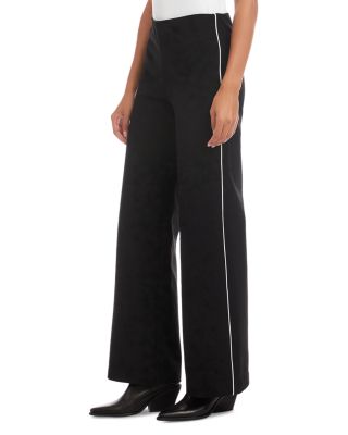 Contrast Piped Wide Leg Pants