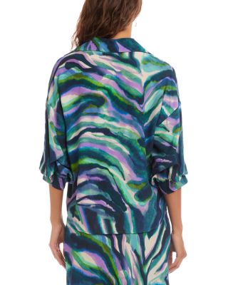 Lantern Sleeve Button-Front Top