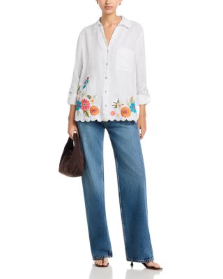 Embroidered Linen Blouse