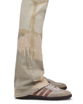 Walker Kick Flare Straight Fit Distressed Jeans in Natural Desert White