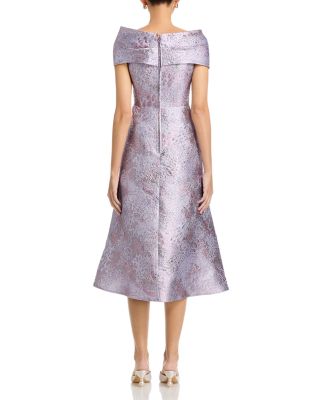 Metallic Jacquard Off Shoulder Midi Dress