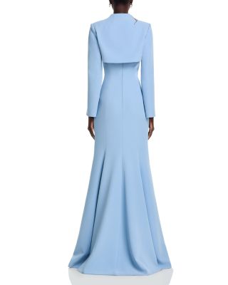 Crepe Bead Trim Bolero & Strapless Gown