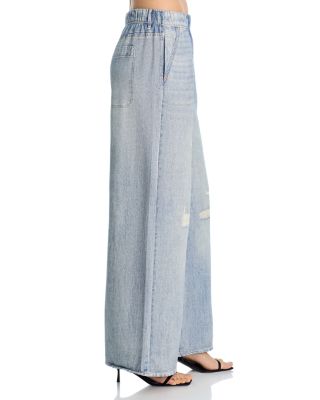 Mock Denim Wide Leg Pants