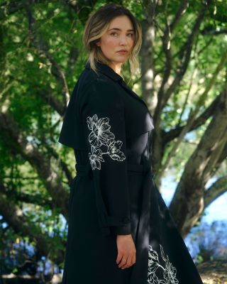 Monet Embroidered Trench Coat
