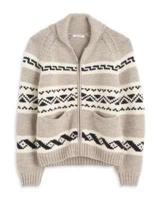 Fair Isle Zip Front Cardigan Jacket